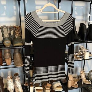 Market & Spruce Black and Gray Striped Sweater